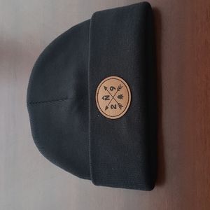 NWOT black toque with leather patch